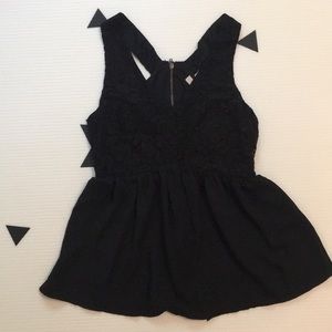 Black lacy peplum top